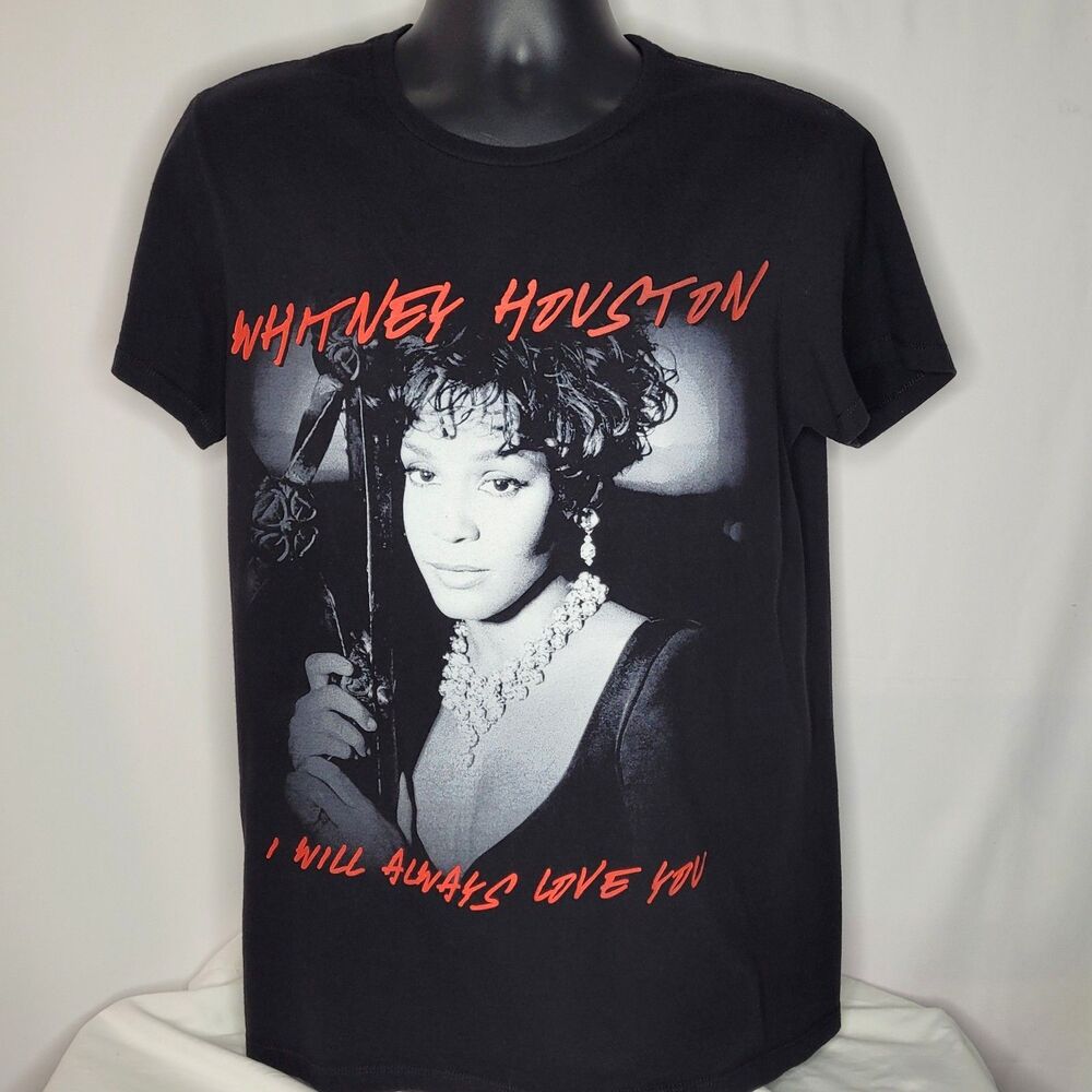 Whitney Houston Black Graphic T-Shirt Medium I Will Always Love You Tee